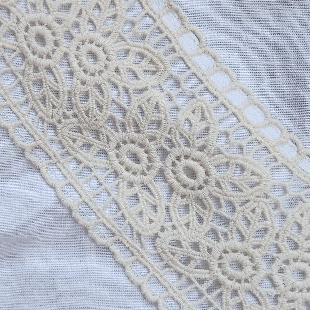 NWOT Embroidered Crocheted Linen Tunic Dress - Picture 3 of 7